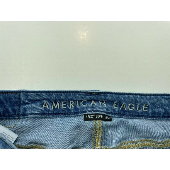 American Eagle 31x32 Skinny Jeans Raw Hem B44-02 Light Wash Mid Rise Flex - Picture 9 of 11